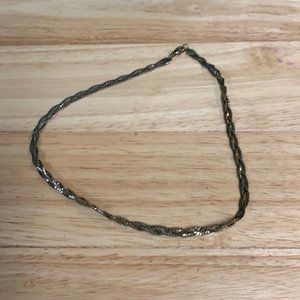 Braided gold tone choker chain necklace 17"